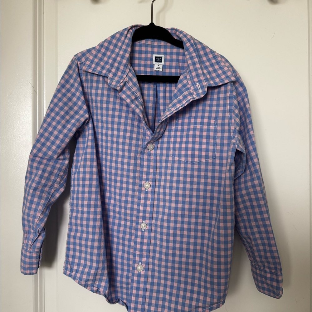 Janie and Jack Blue and Pink Plaid Shirt